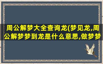 周公解梦大全查询龙(梦见龙,周公解梦梦到龙是什么意思,做梦梦见龙好不好)