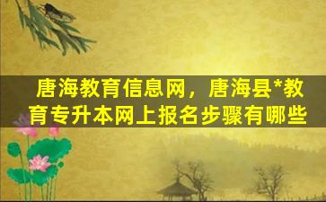 唐海教育信息网，唐海县*教育专升本网上报名步骤有哪些