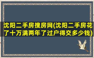 沈阳二手房搜房网(沈阳二手房花了十万满两年了过户得交*)