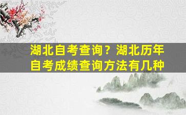 湖北自考查询？湖北历年自考成绩查询方法有几种