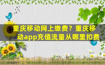 重庆移动网上缴费？重庆移动app充值流量从哪里扣费