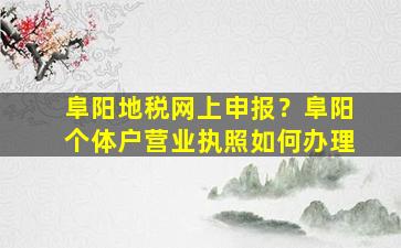 阜阳地税网上申报？阜阳个体户营业执照如何办理